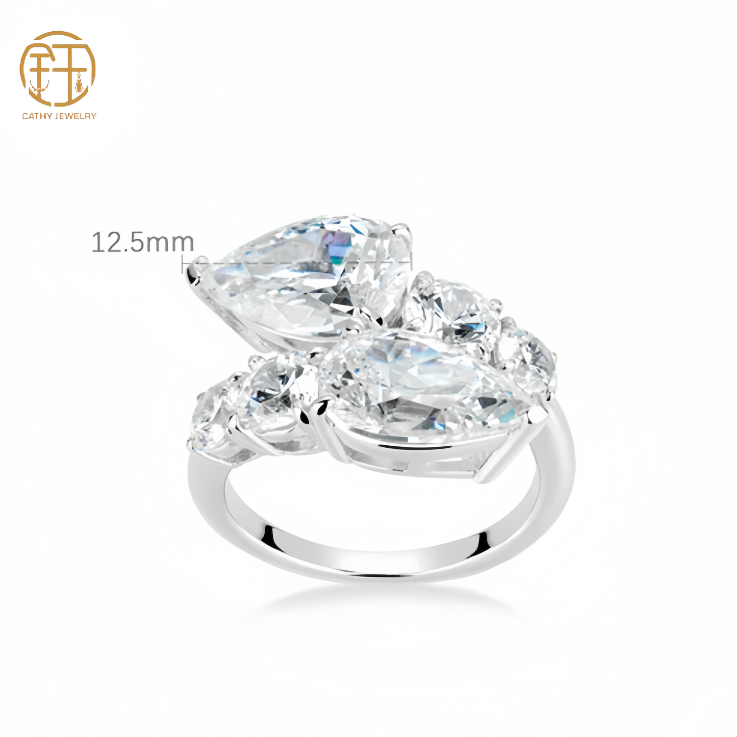 💍Double Teardrop Pavé Statement Ring: Versatile Luxury with Dazzling Sparkle