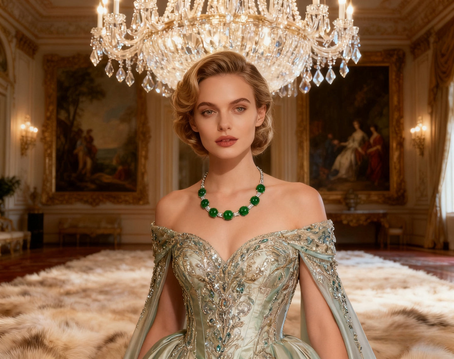 🦚Natural Green Chalcedony “Pigeon Egg” Gala Necklace ✨