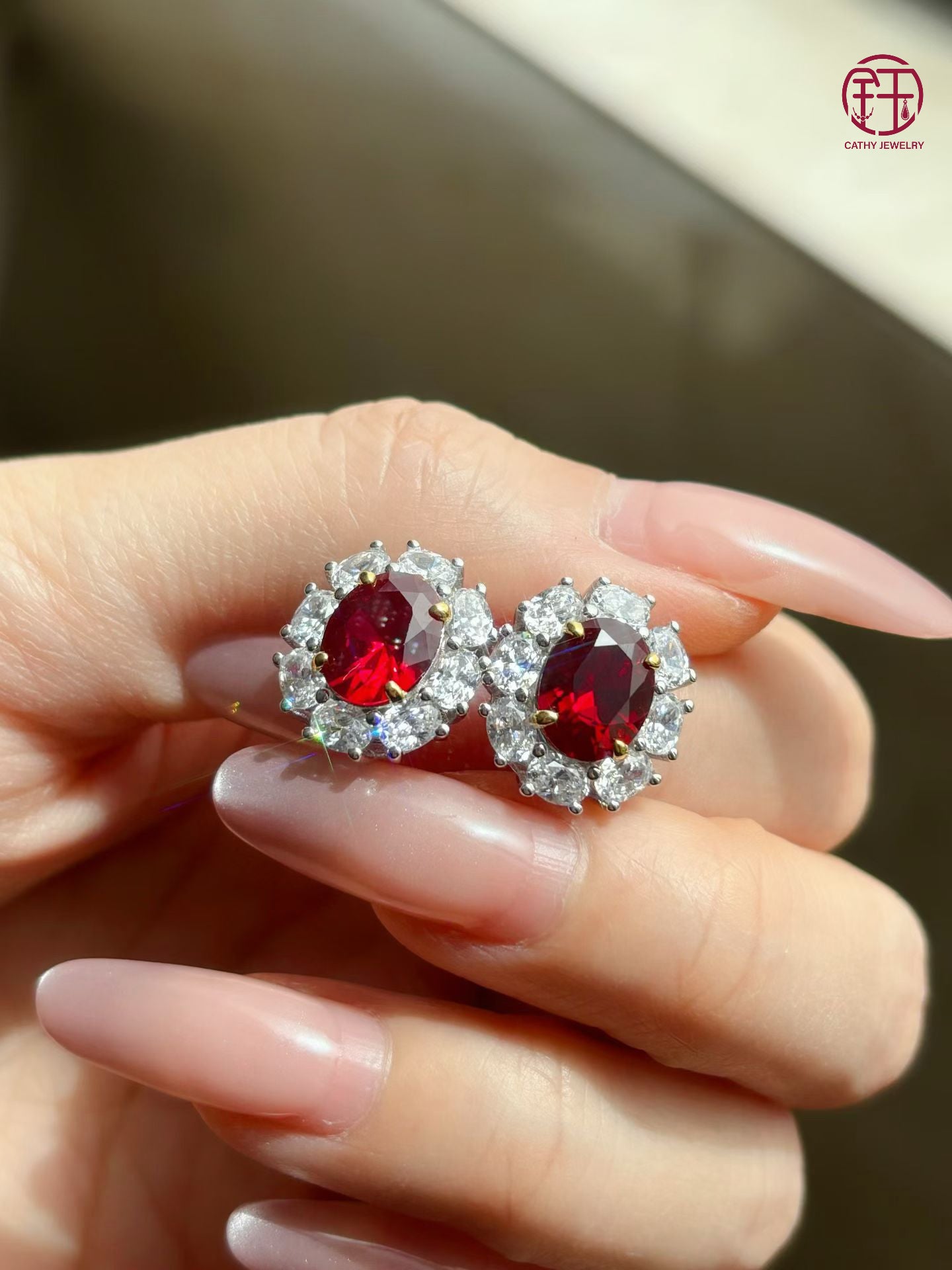 ❤️|Lab-Grown “Pigeon Blood Red” Ruby Stud Earrings ✨