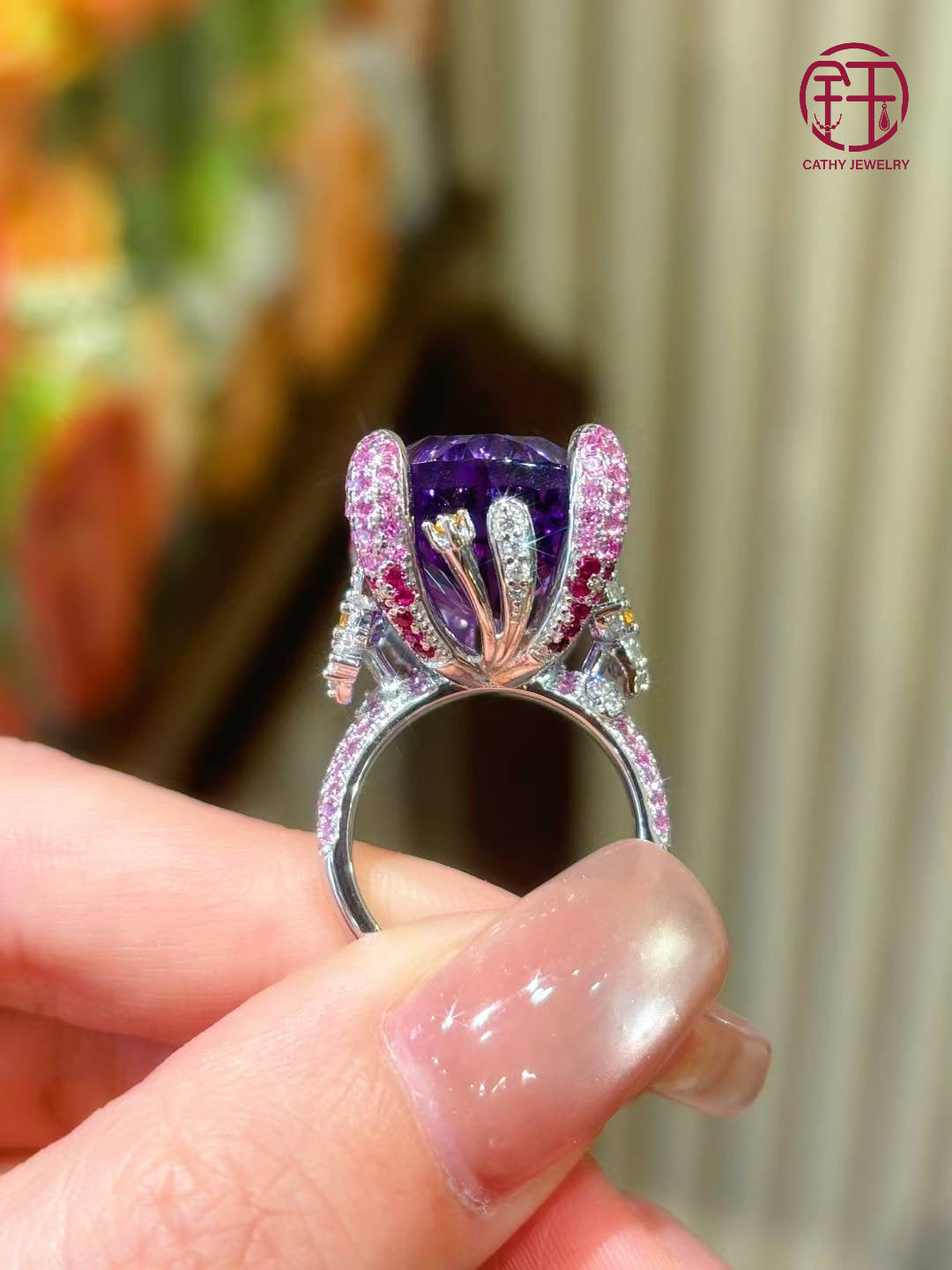 π 21 Carat Natural Amethyst Ring | Queen Statement Style