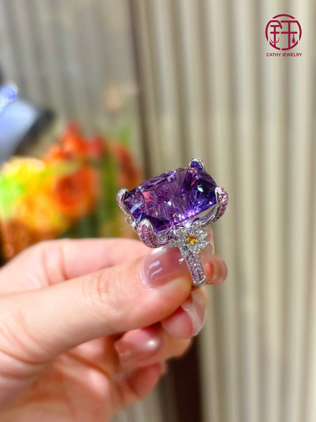π 21 Carat Natural Amethyst Ring | Queen Statement Style