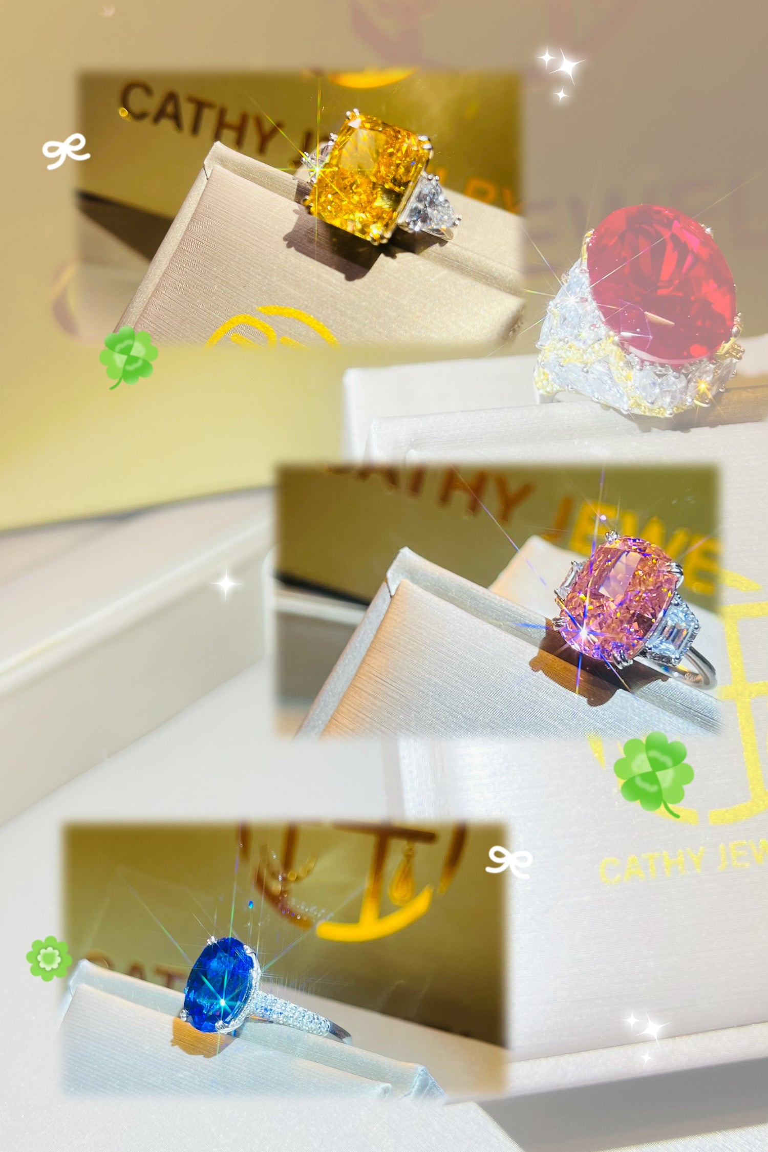 Synthetic Colored Gemstone Rings