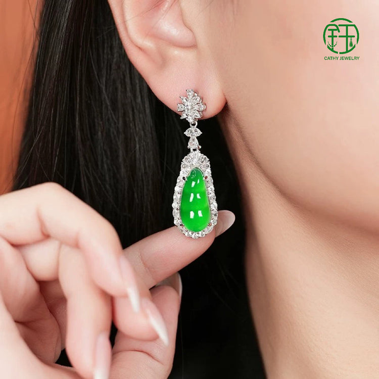 Natural Green Chalcedony Earrings