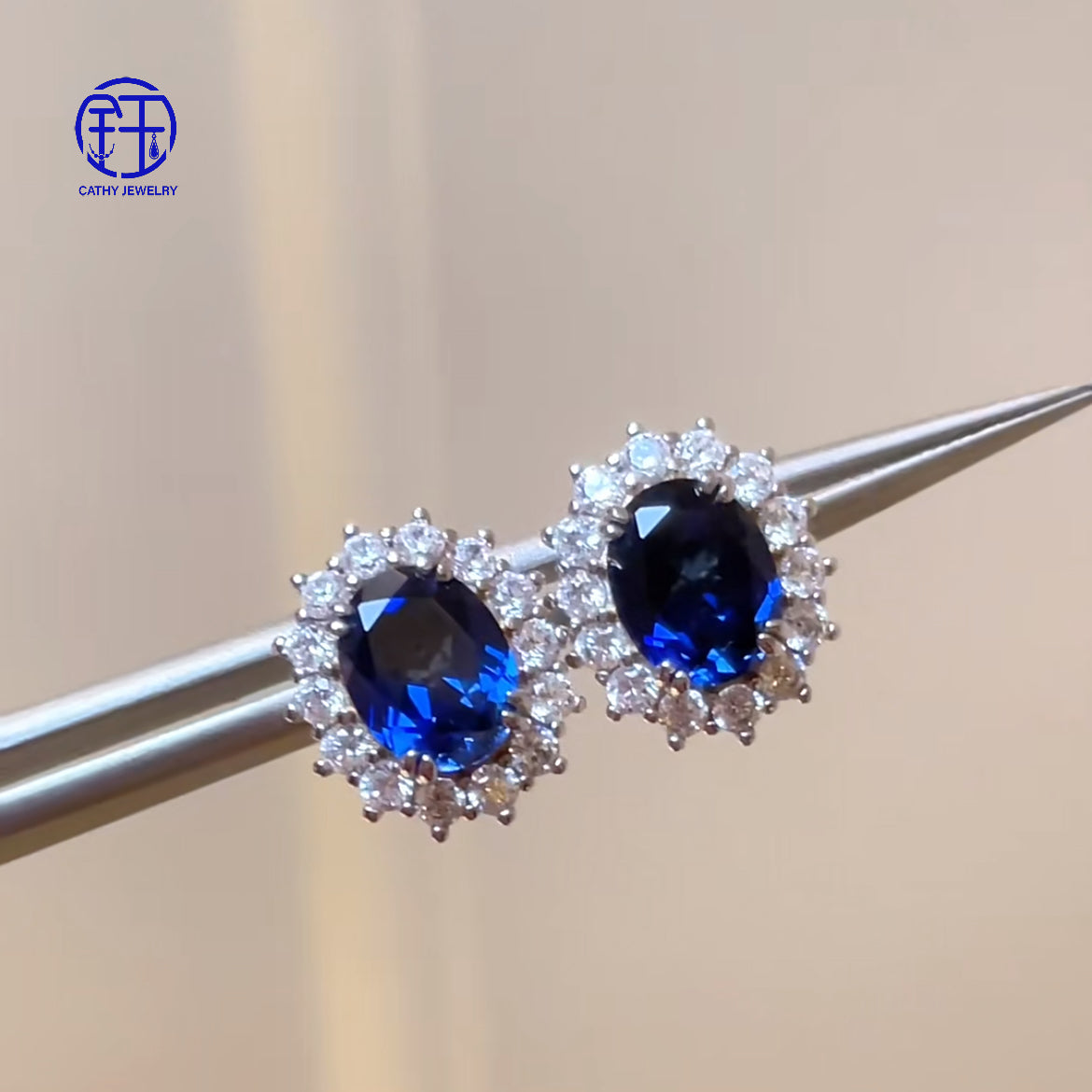 Synthetic Colored Gemstone Earrings