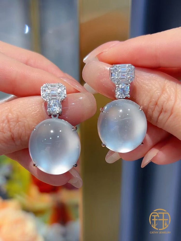 Natural Water Agate Jade Earrings