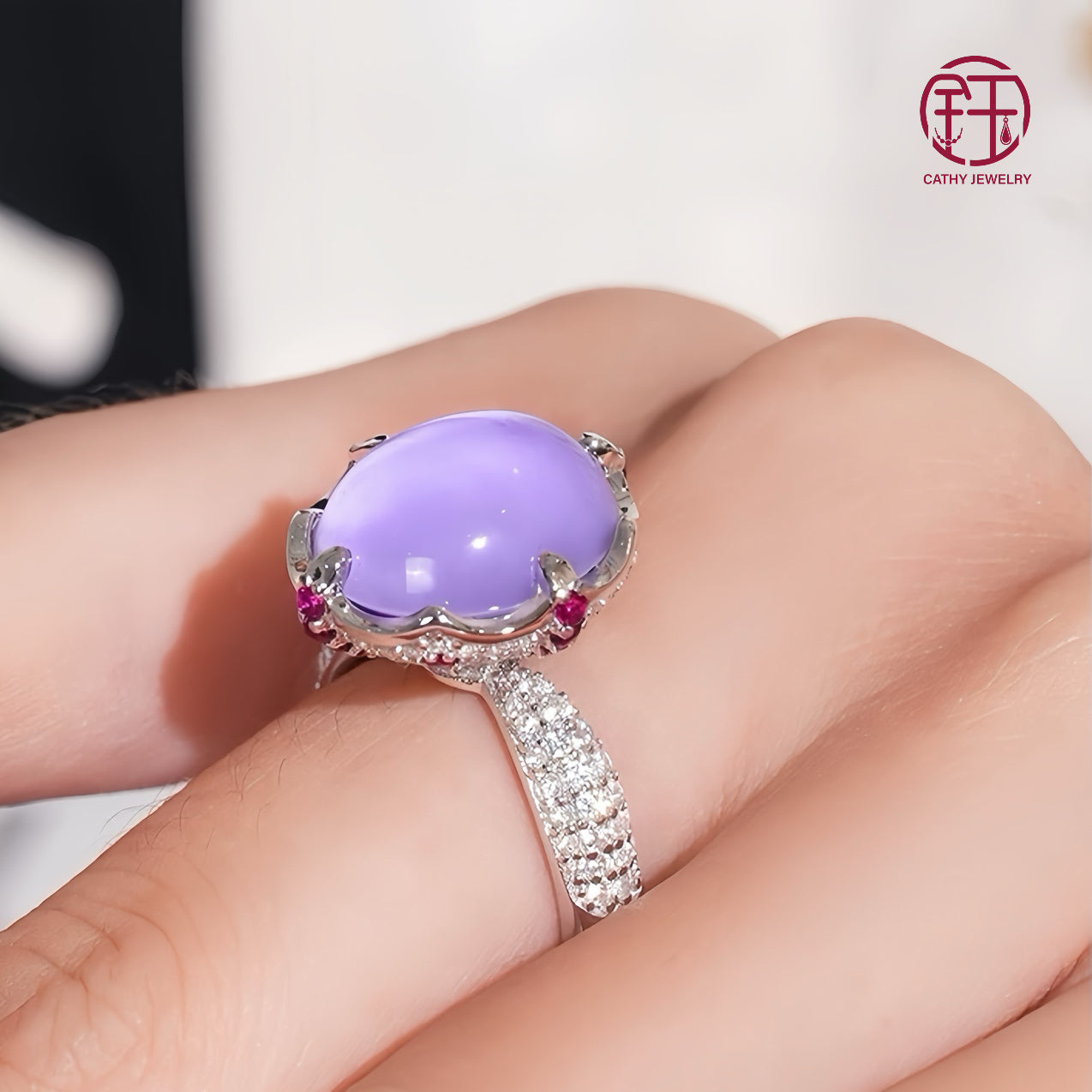 Natural Purple Chalcedony Rings