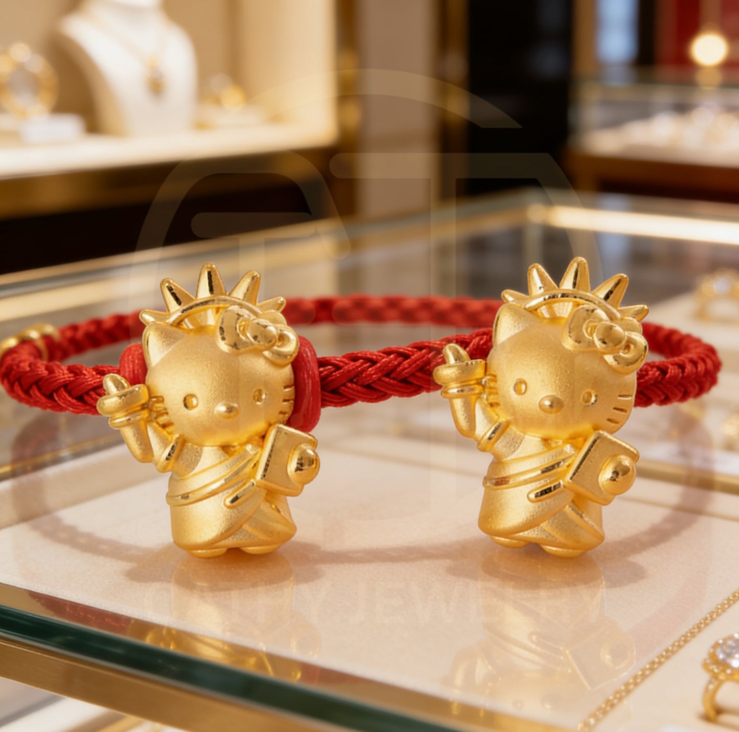 🇺🇸 999 Gold Hello Kitty Statue of Liberty Bracelet 🗽✨