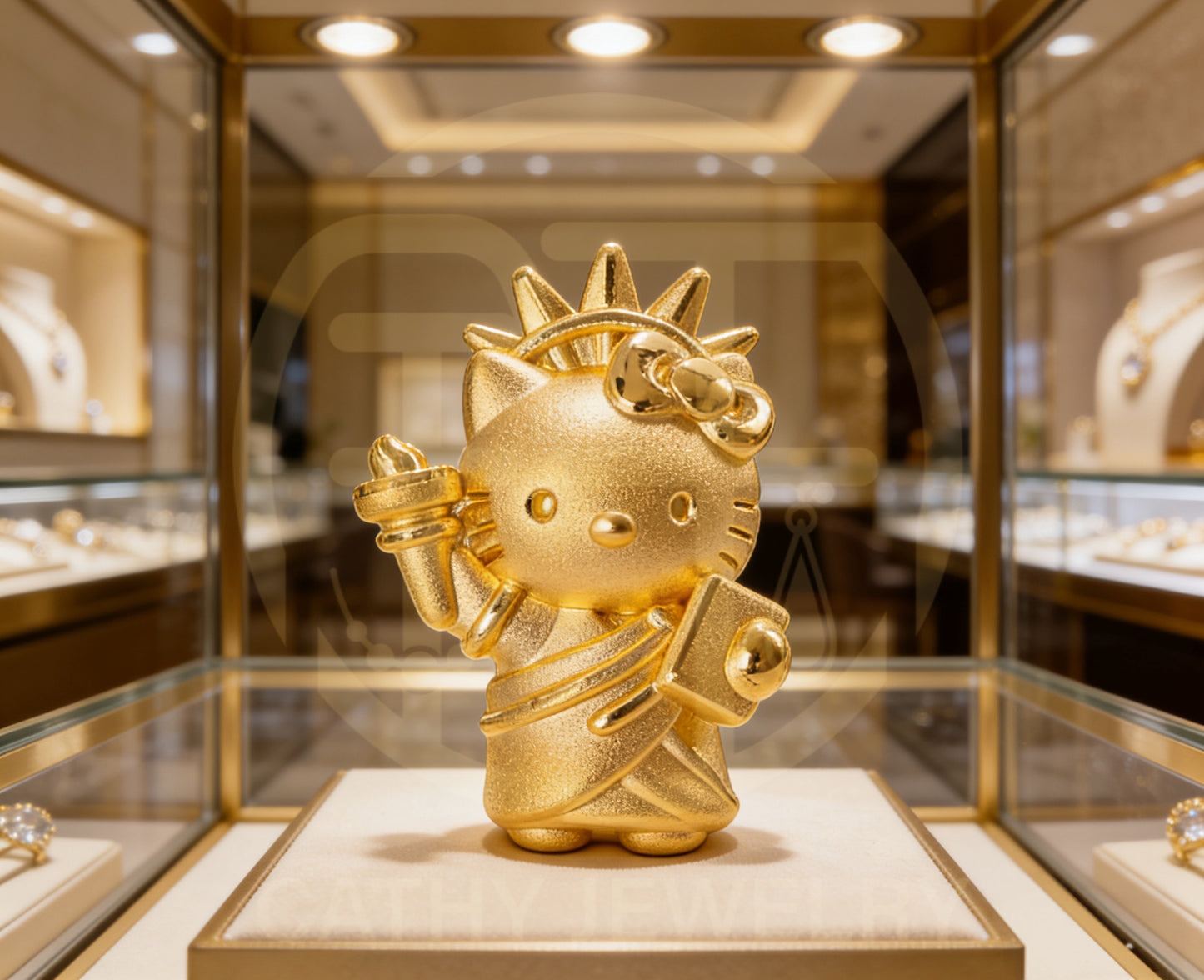 🇺🇸 999 Gold Hello Kitty Statue of Liberty Bracelet 🗽✨