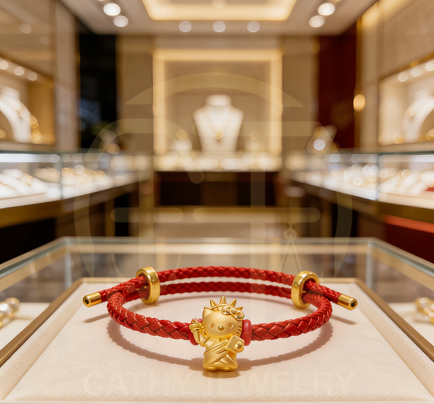 🇺🇸 999 Gold Hello Kitty Statue of Liberty Bracelet 🗽✨