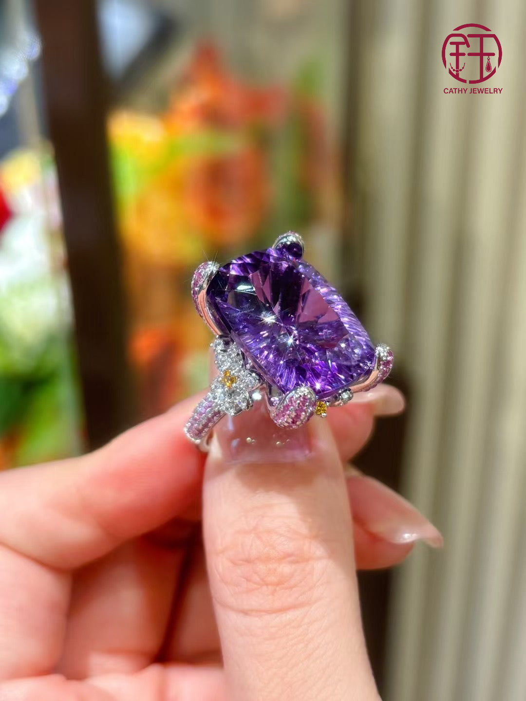 💜 21 Carat Natural Amethyst Ring | Queen Statement Style