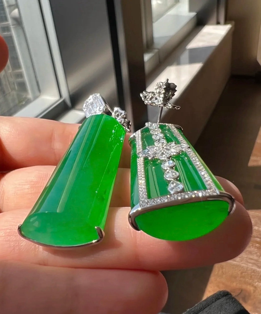 🦚 Natural Imperial Green Chalcedony “Peace & Harmony” Earrings