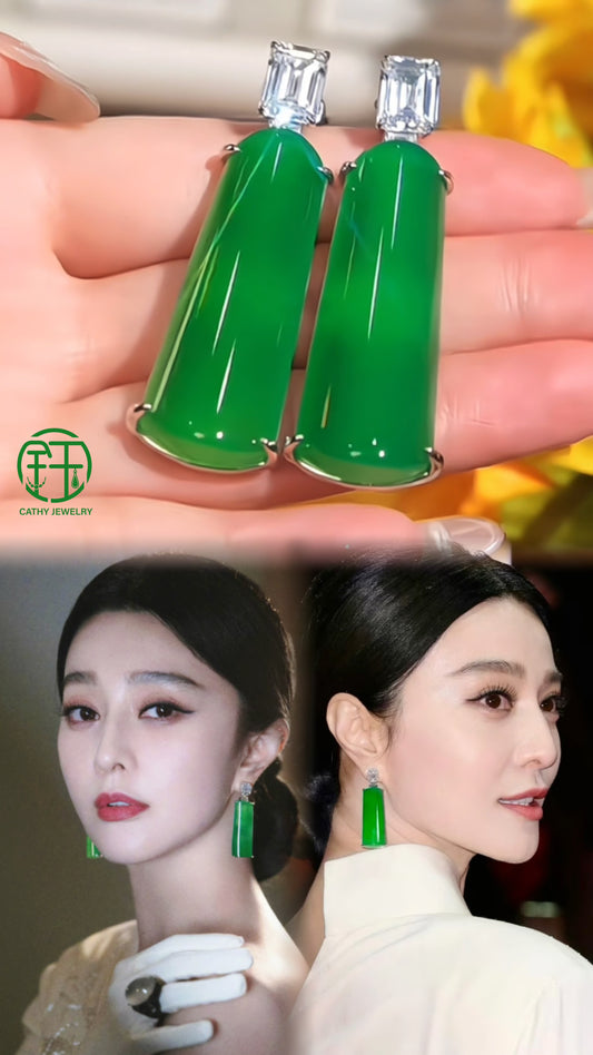 🦚 Natural Imperial Green Chalcedony “Peace & Harmony” Earrings