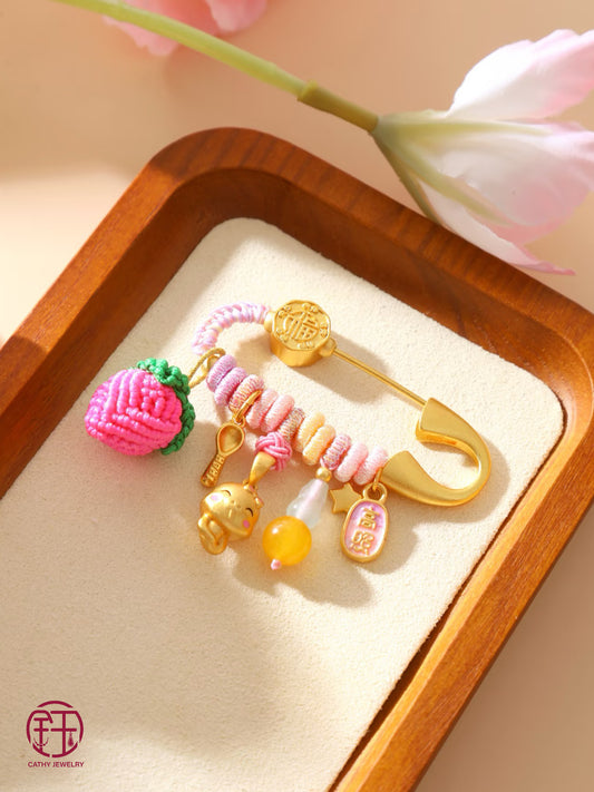 🍓 Pink Strawberry Lucky Pin