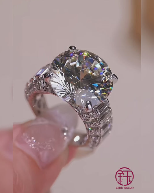 Luxury 12-Carat Round Diamond Starlight Fashion Ring