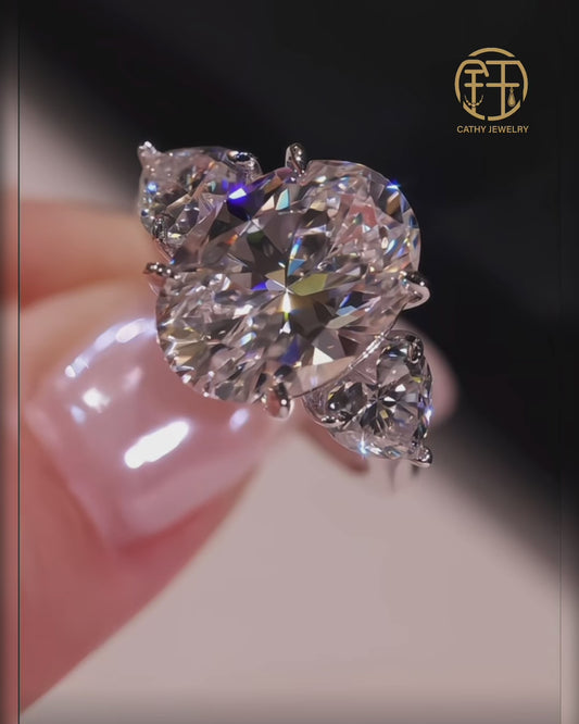 10-Carat Oval Three-Stone Ring